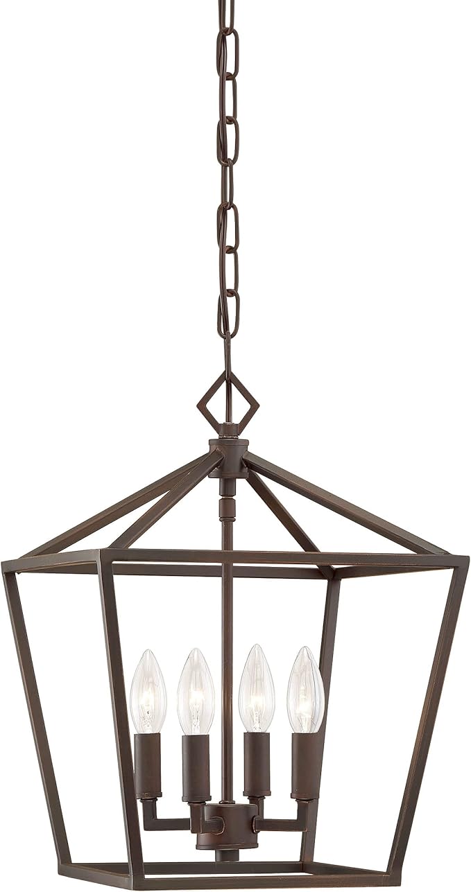 ML Lighting 3234-RBZ Four Light Pendant, Bronze/Dark