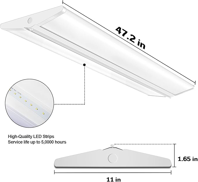 AntLux 72W 4FT LED Wraparound Office Light, Ultra Slim LED Garage Shop Lights Flush Mount, 8000 Lumens, 5000K, No Glare, 4 Foot Wrap Puff Ceiling Lighting Fixture, Fluorescent Tube Replacement, 4 Pack