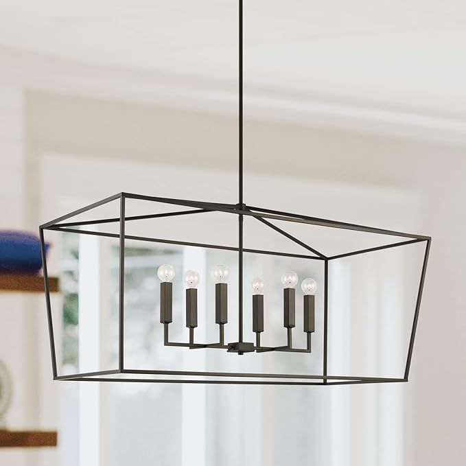 Capital Lighting 837661OR Thea Symmetrical Clear Line Island/Linear Pendant, 6-Light 360 Total Watts, 21" H x 42" W, Oil Rubbed Bronze