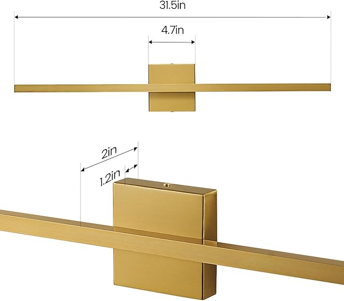 Epinl Gold Vanity Lights for Bathroom - 31.5 inch Brushed Gold Bathroom Light Fixtures Over Mirror 22W LED Dimmable Wall Sconce Lighting Fixture 5CCT Vanity Light Bar for Bathroom Bedroom