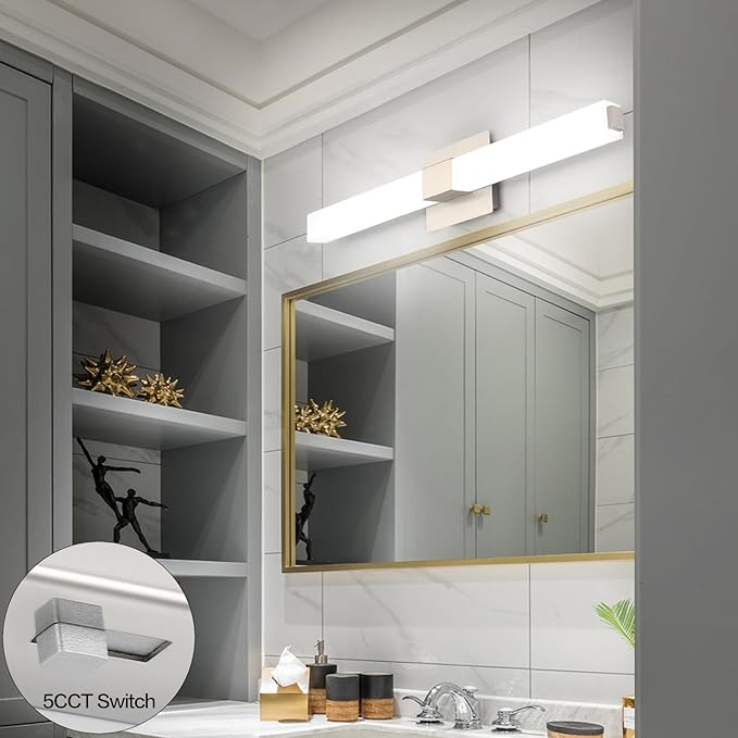 ZUZITO Brushed Nickel Vanity Lights for Bathroom 24 Inch, Modern LED Bathroom Lighting Fixtures Over Mirror, 18W 5CCT Dimmable Vanity Lights Bar