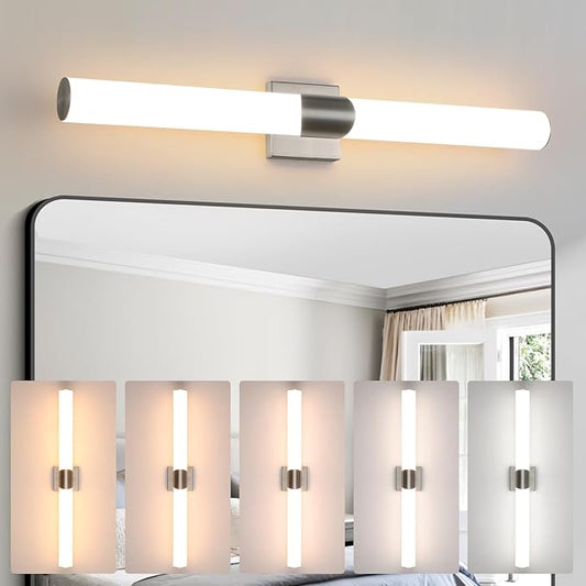 Modern Wall Sconce 30 Ihch Brushed Nickel Bathroom Sconces LED Wall Lighting Fixtures with Acrylic Shade Hardwired Long Vanity Lights Over Mirror for Bedroom Living Room Hallway