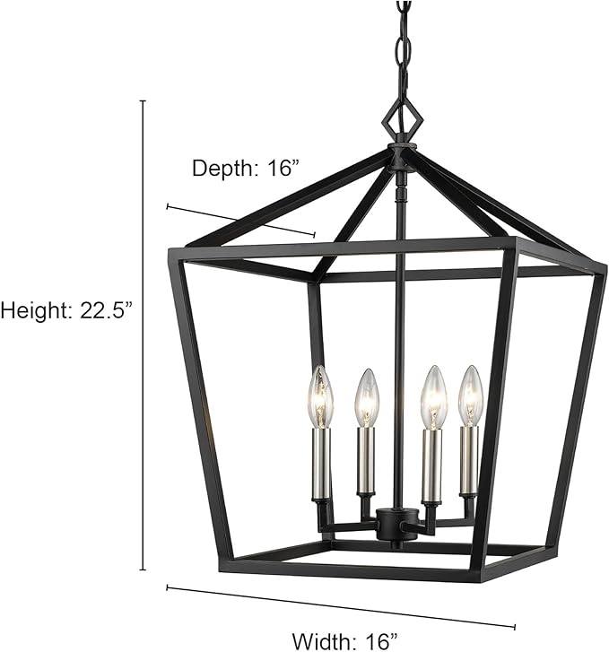 ML Lighting 3244-SN Four Light Pendant, Pwt, Nckl, B/S, Slvr