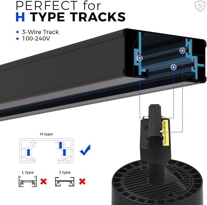 Barrina TR40c Track Grow Light System for Indoor Plants, 3 x 40W Heads, 5000K Full Spectrum Ceiling Grow Spotlight with 15°-60° Adjustable Beam Angle for Greenhouse with Timer, Black H-Type Rail