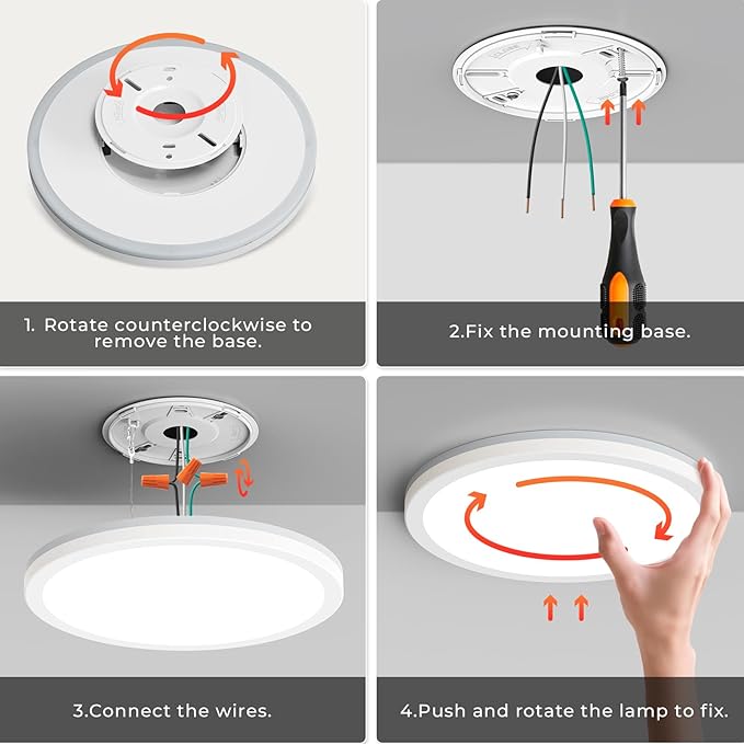 Matane Flush Mount Ceiling Light Fixture with Remote Control, Nightlight 8.7 Inch 18W 3000K-6500K Adjustable, Led Low Profile Ceiling Lights for Bedroom, Living Room,Dining Room, Kitchen, Round White