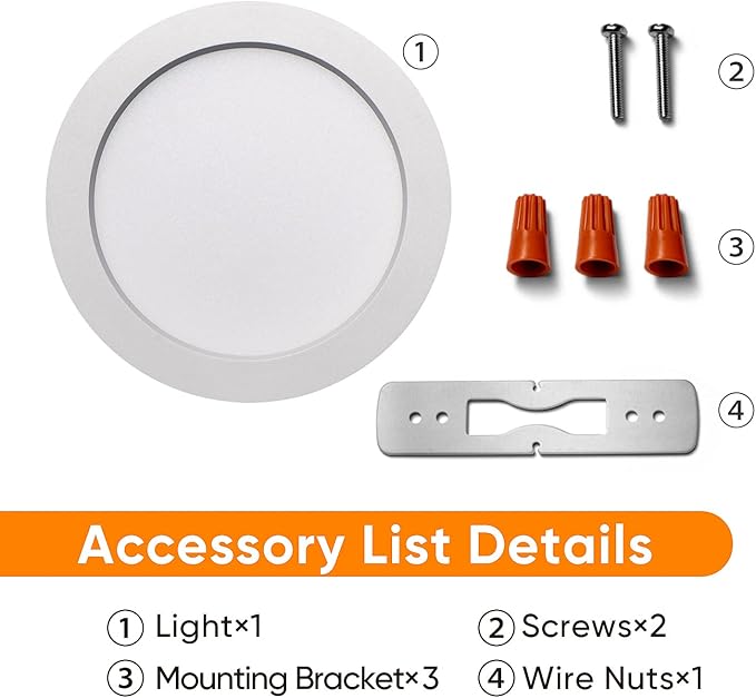 5" LED Flush Mount Ceiling Light，120V 11W 600LM，3000K Warm White Round Flat Panel Light, Surface Mounted Downlight（White）
