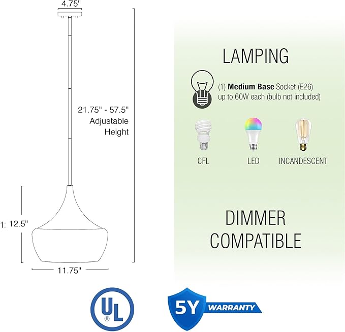 Kira Home Ava 13" Modern Industrial Schoolhouse Pendant Light with Clear Wine Glass Style Shade, Adjustable Hanging Height, Brushed Nickel Finish