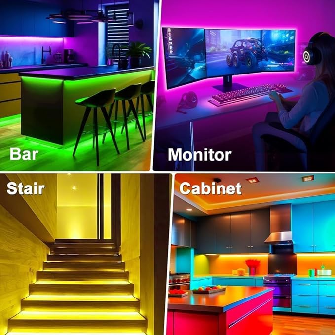 PSTAR LED Strip Lights for TV Backlight, 13.2ft RGB Color Changing TV Lights with Music Sync, Bluetooth APP & Remote Control, USB Powered for 32-65 Inch TVs, Bedroom, Gaming Room Decor
