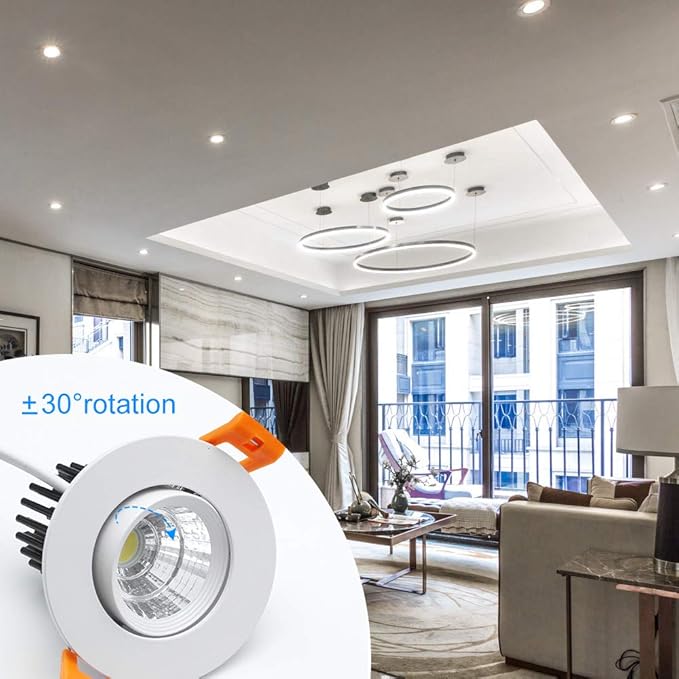 inShareplus 2 Inch LED Downlight, 3W Recessed Lighting COB Dimmable, 5000K Daylight White, CRI80, Ceiling Lights with LED Driver, 1 Pack