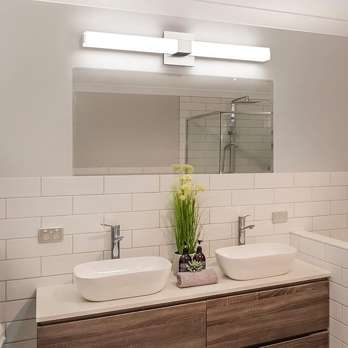 ZUZITO 32in Bathroom Light Fixtures Over Mirror, Brushed Nickel Modern LED Vanity Lighting, Dimmable Bath Wall Lights Bright White Light