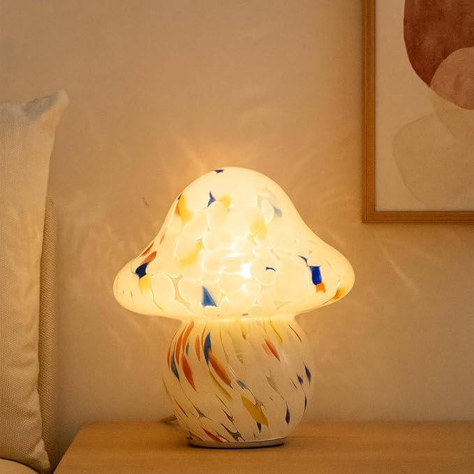 HEQET Mushroom Lamp for Bedroom,Mid Century Modern Lamp for Nightstand, Dimmable Retro Egg Tart Bedside Small Lamps,Unique Home Mushroom Decor Aesthetic Cute Table Lamps for Living Room