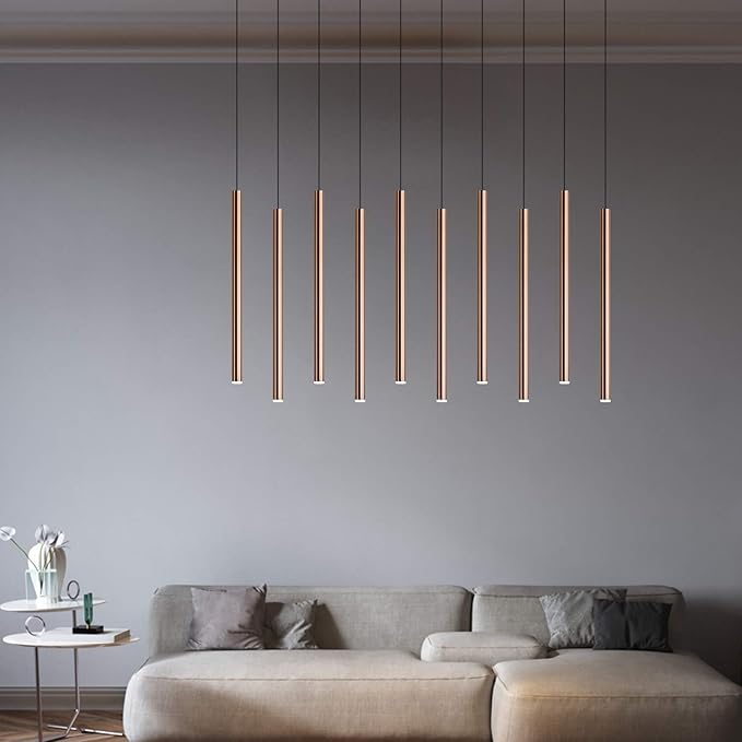 CANALIS 10 Mini Pendant Lighting Copper - LED Hanging Light Fixture for Kitchen Island, Bar, Foyer - Cluster Pendants - Dimmable, Adjustable Wire, Lamp Bulb Included