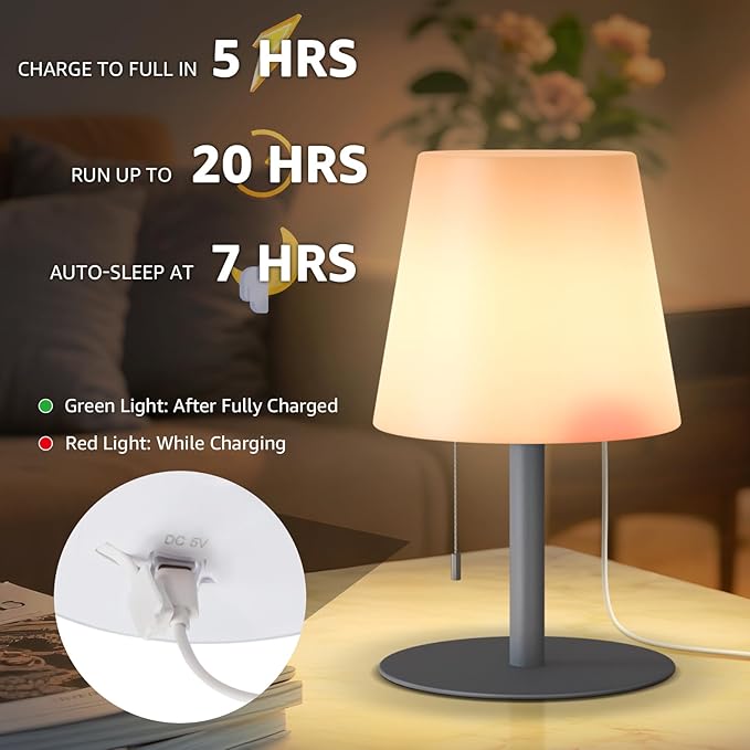 uuffoo Shower Lamp Waterproof 8 Colors, Shower Light Rechargeable Cordless Battery Operated, LED Outdoor Table Lamps Dimmable Portable for Indoor Outdoor Bathroom Home Patio (Gray)