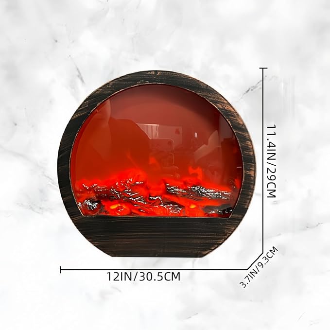 Simulated LED Fireplace Lantern USB & Battery Powered Flameless Light with Emulation Flame Table Decorative Lamp Copper Fireplace Ornament for Cozy Home Decor Free Standing Electric Log Burner