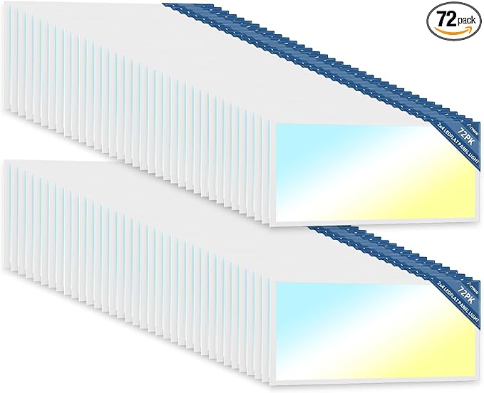 Amico 72 Pack 2x4 LED Flat Panel Light Fixture, 6250 LM, 4000K/5000K/6500K, 30W/40W/50W, Dimmable 0-10V, LED Drop Ceiling Lights for Office Commercial Use, Dustproof ETL Listed, FCC, DLC