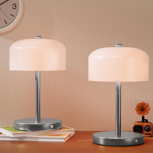 Small Portable Cordless Table Lamp, 3-Way Dimmable Touch Rechargeable Battery Powered Mushroom Lamp Bedroom Dining Table Living Room Shelf Decor,Gold