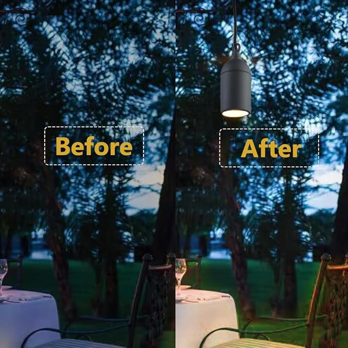 Cheopha Outdoor Pendant Hanging Lights,12V Low Voltage Landscape Lighting, Replaceable MR16 LED Bulb Warm White, Waterproof Light for Porch Pergola and Tree Lighting 2-Pack