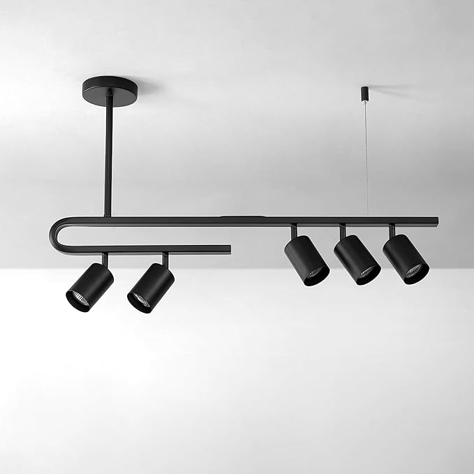Globe Electric 64000121 32" 5-Light Track Lighting, Matte Black, Side Canopy, Lighting for Kitchen, Bathroom, Bedroom, or Dining Room, Living Room Ceiling Lights, Light Fixture, Kitchen Island Lights