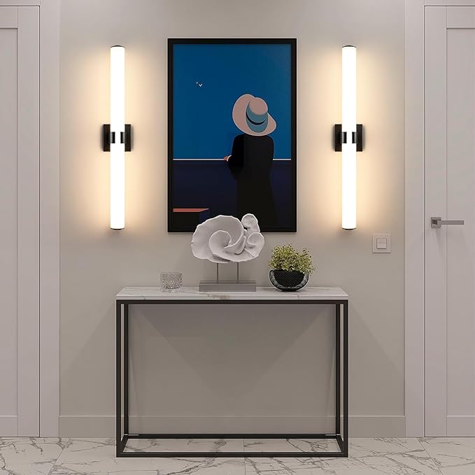 AIJIASI Black Bathroom Vanity Light Fixtures, 31 inch Modern Bathroom Light Fixtures Over Mirror Sconce Lighting 28W 3000K LED Dimmable Vanity Light Bar for Mirror Bedroom Living Room