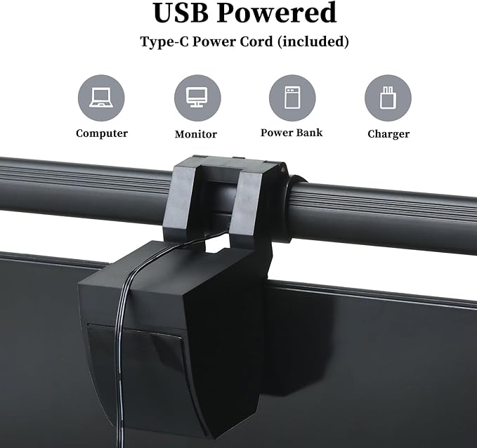 CATPOWER Computer Monitor Light Bar, LED Screen Light Bar for Workspace, Dimmable Monitor Lamp, Button Control Monitor Lamp for Desk/Office/Home/Game, for Eye Caring