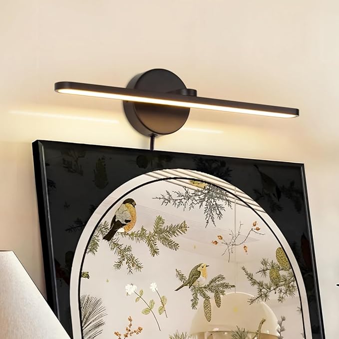 15.75" Plug in Bathroom Light Fixtures Modern Black Vanity Lights Over Mirror, 3000k Warm Light Non-Dimmable 12w Picture Light Led Wall Lights for Bedroom,Art,Poster,Gallery,Paintings