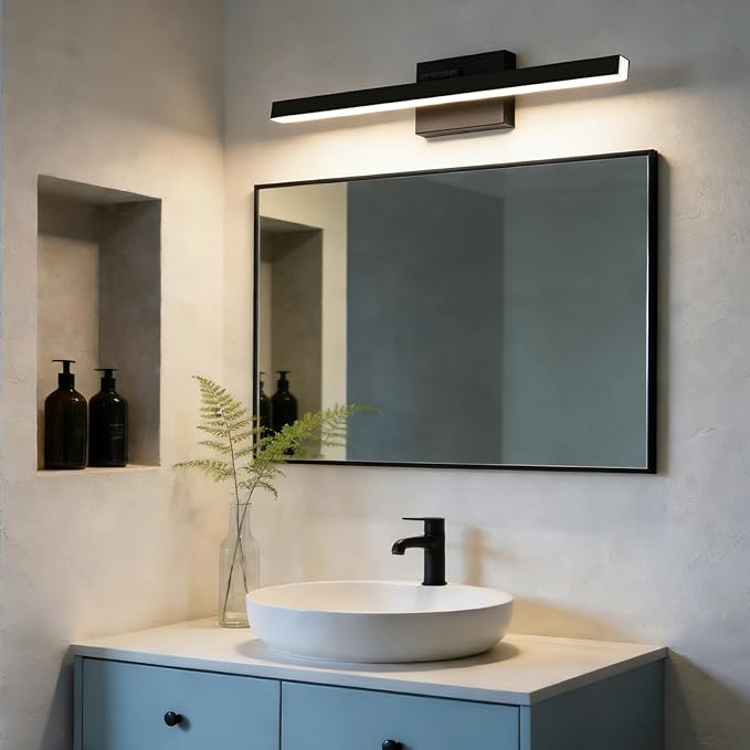 IZORRO Modern Bathroom Vanity Light 24 inch, Rotatable, 16W Dimmable Led Bathroom Light Fixture Over Mirror, Black Vanity Light Bar (5 Color Temperature)