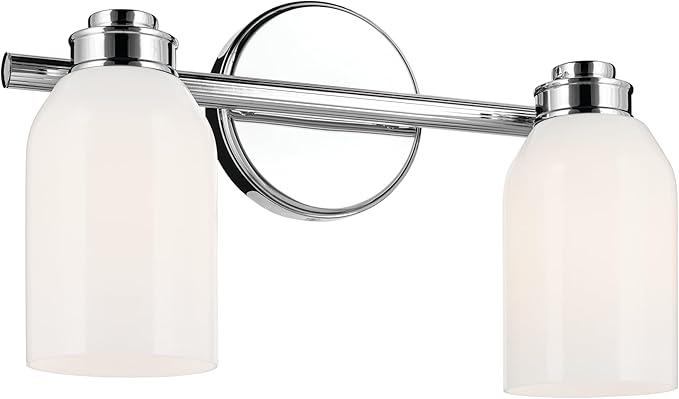 Kichler Joelson 34" 4-Light LED Bathroom Vanity Light Fixture with Satin Etched Cased Opal Glass in Brushed Nickel for Bathrooms (34 in W x 9.25 in H x 5.25 in Ext), 45924NIL18