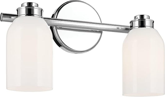 Kichler Joelson 34" 4-Light LED Bathroom Vanity Light Fixture with Satin Etched Cased Opal Glass in Brushed Nickel for Bathrooms (34 in W x 9.25 in H x 5.25 in Ext), 45924NIL18