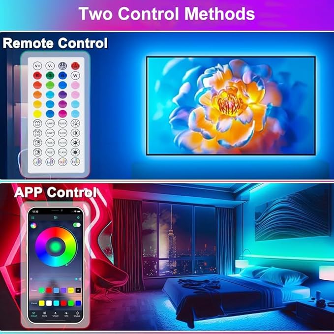 PSTAR LED Lights for TV,6.56ft Music Sync RGB Backlight with Remote & App Control, USB Powered for 32-40 Inch TVs, Gaming Monitors, PC, Bedroom