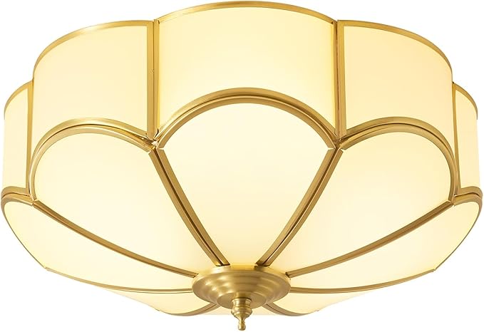 Gold Vintage Brass Ceiling Light - Small 11.8 Inch Milk Glass Mid Century Flush Mount Lighting Fixtures - Art Deco Antique Modern Lamp for Hallway Bedroom Kitchen Entryway Laundry Foyer Bathroom Hall