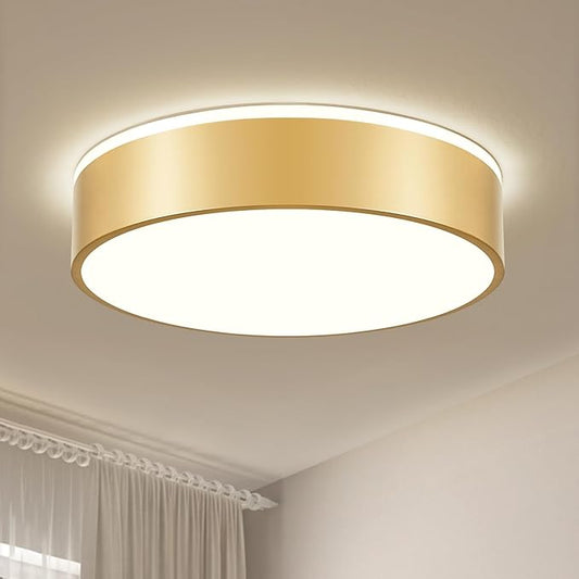 Dimmable Gold LED Ceiling Light Fixture, 5CCT 2700 K-6000 K Modern Flush Mount Ceiling Light, Round Minimalist Lighting Fixture for Bedroom, Kitchen, Laundry Room, Living Room, 15.74 Inch