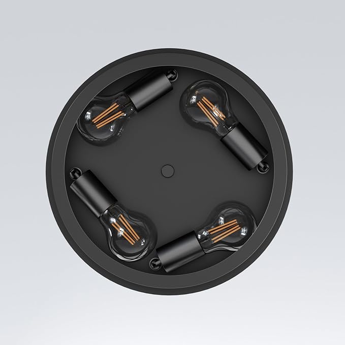 LVWIT 13.8 Inch Flush Mount Ceiling Light Fixtures, 4-Light Black Hallway Light, Round Light Fixtures Ceiling Mount for Kitchen Entryway Hall ((E26 Base, Bulbs Not Included)