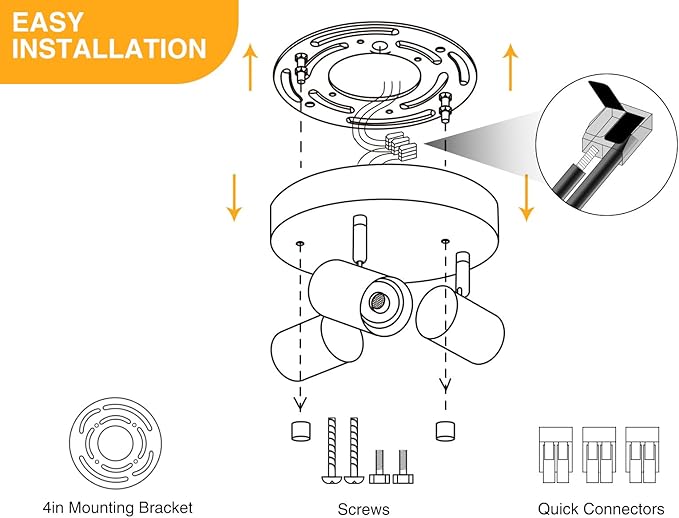 VANoopee 5 Color 3 Light LED Ceiling Spot Light Indoor Flush Mount Directional Adjustable Spotlight Fixtures Close to Ceiling for Kitchen Hallway Modern LED Track Lighting Kit Dimmable 30W Matte Black