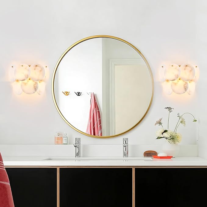 Modern Farmhouse Wall Sconces, Alabaster Sconce Lighting for Living Room, Marble Sconce Wall Light Fixtures for Bedroom Entryway Bathroom, 1 Pack