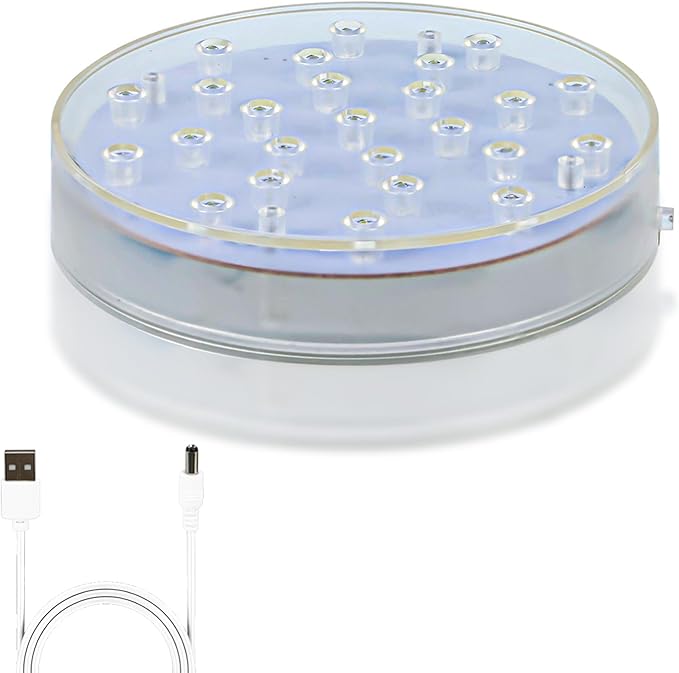 LARDUX Pack of 4 Led Light Base - 6 Inch Round Display Pedestal Light Stand Plate Flat for 3D Crystal Cube Glass Art Acrylic Statues - USB Charge or Battery Powered