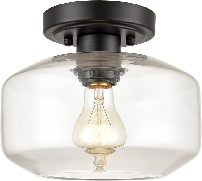 Modern Farmhouse Flush Mount Ceiling Light Black Small Hallway Light Fixtures for Laundry Room Entryway