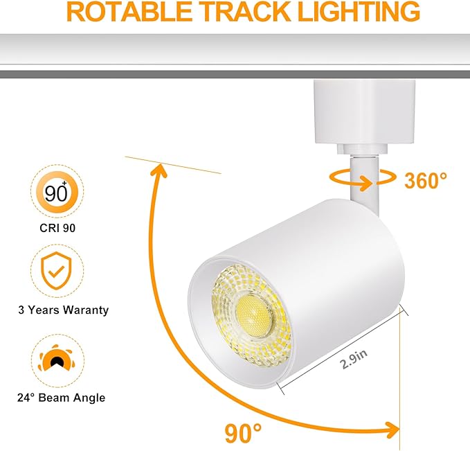 VANoopee 8-Light LED Track Lighting Kit with 6.6FT H Type Track Rails, Dimmable Track Light Heads Bright Ceiling Spotlight Fixture for Kitchen Accent Art, 3000K Warm White, No Flicker 10W 800lm White