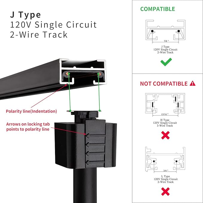 mirrea J Type Track Lighting Head to E26 Medium Screw Base Adapter Light Direction Adjustable Pack of 12 (Black)