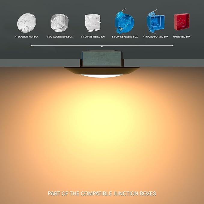 8 Packs 6 Inch LED Low Profile Screw in & Surface Mount Disk Light, Oil Rubbed Bronze, 5CCT Field Selectable, Round, 15W, 1000 Lumens, CRI80, Driverless, Dimmable, ETL & Wet Listed