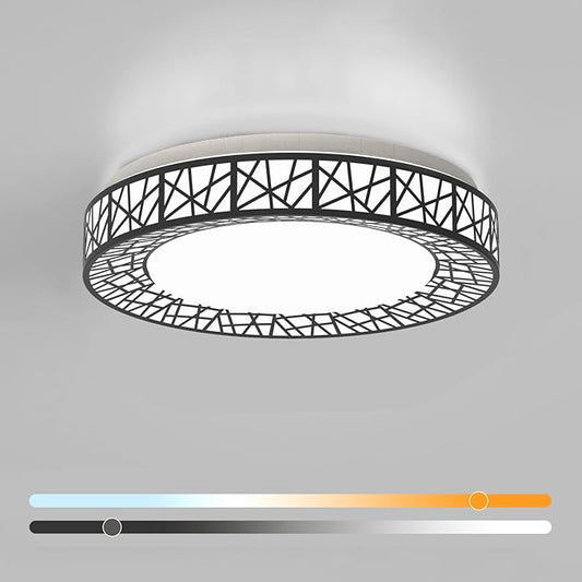 Lightania 16 Inch Flush Mount Ceiling Light, Modern Black LED Ceiling Light Fixture, 28W 2800LM 2700-6500K Adjustable, Dimmable Ceiling Lights for Bedroom, Kitchen, Hallway, Bathroom, ETL Listed