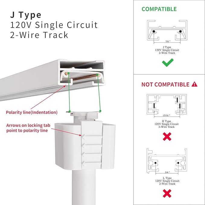 mirrea J Type Track Lighting Head to E26 Medium Screw Base Adapter Light Direction Adjustable Pack of 3 (White)