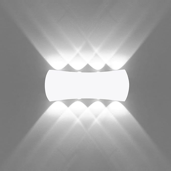 Kawell 8W Modern Wall Sconces LED Wall Light Up Down Indoor Outdoor Aluminum Wall Lamp LED Waterproof IP65 for Bedroom Living Room Bathroom Stairs Hallway Corridor Porch, White 6000K
