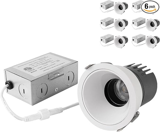 CXWV 3 Inch LED Recessed Downlight,7W Dimmable Anti-Glare Ceiling Light with Junction Box, CRI92 560LM,5 CCT (2700K-5000K) White Lighting Fixture (6)