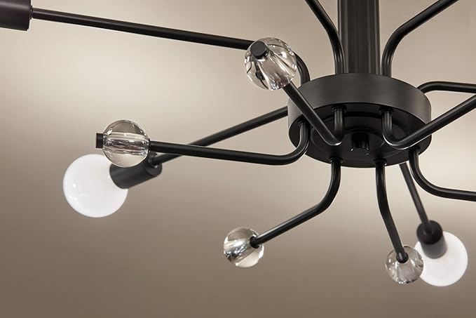 KICHLER Ocala 52602BK Flush Mount 6-Light 41.25˝ with Clear Crystal in Black