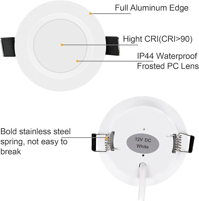 RVZONE RV Boat Recessed Ceiling Light 6 Pack 12V LED Puck Light with Hole Puncher DC 12V 3W Full Aluminum Downlights for Under Cabinet Camper Vans RV Interior Lighting,5500-6000k