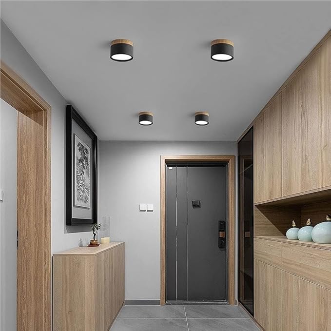 KISAD Nordic Modern and Minimalism Ceiling Lights Macaron Color Semi Flush Mount Ceiling Light Cylindrical Ceiling Light Fixture for Bedroom(Black)