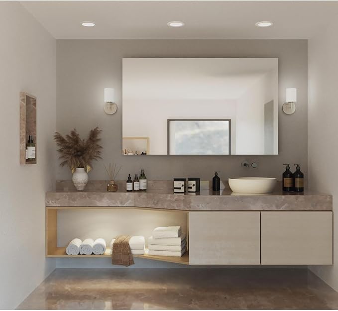Progress Lighting Replay Collection 1-Light Etched White Glass Modern Bath Vanity Light Brushed Nickel, E26