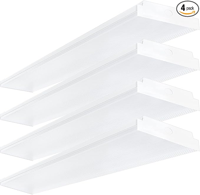 ANTLUX 4FT LED Wraparound 40W Shop Lights for Garage, 4400lm, 4000K, 4 Foot LED Wrap Light, 48 Inch Integrated Linear Strip Flush Mount Office Workshop Ceiling Lighting Fixture, 4 Pack