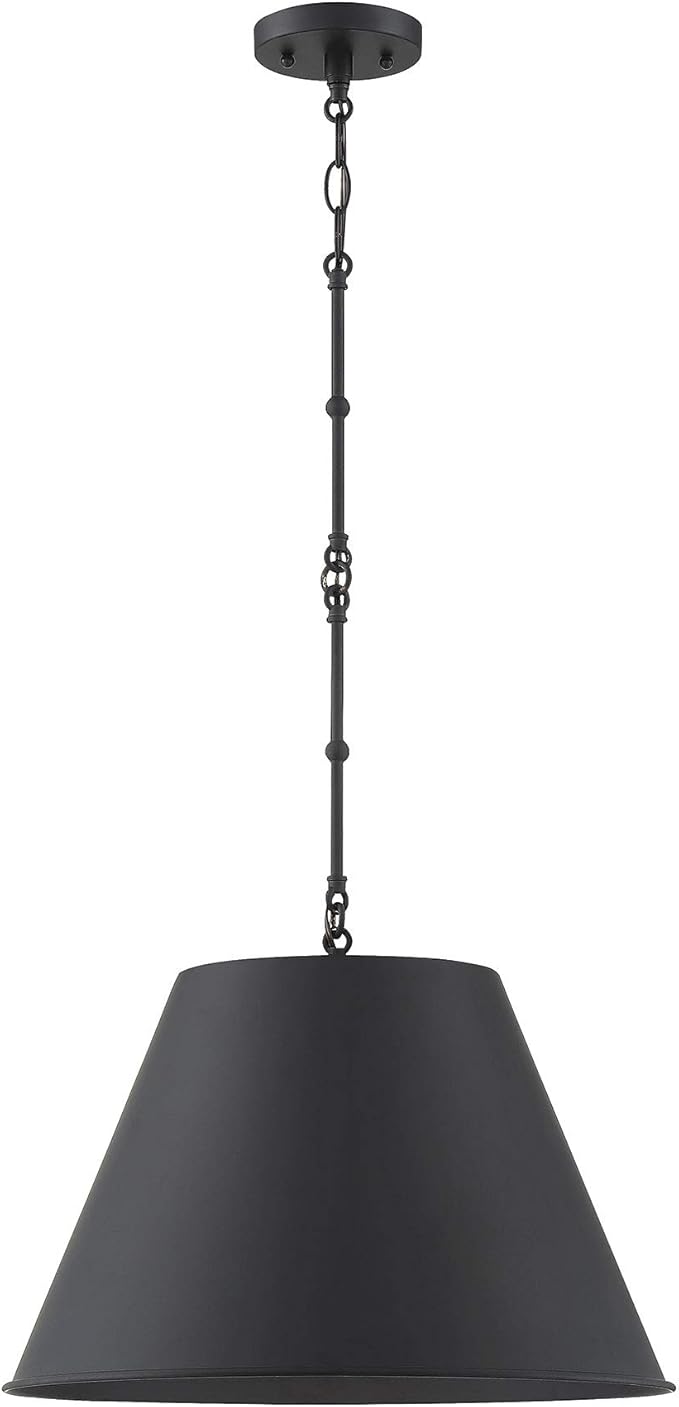 Savoy House 7-132-1-89 Alden Traditional Metal Bell Pendant, 1-Light 60 Watt, 9" H x 12" W, Matte Black