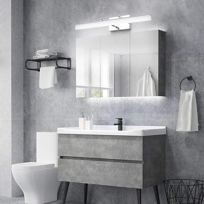 Aipsun 24 inch Modern LED Vanity Lights Adjustable Bathroom Vanity Light Fixtures Chrome Bathroom Light Fixture Over Mirror 5500K
